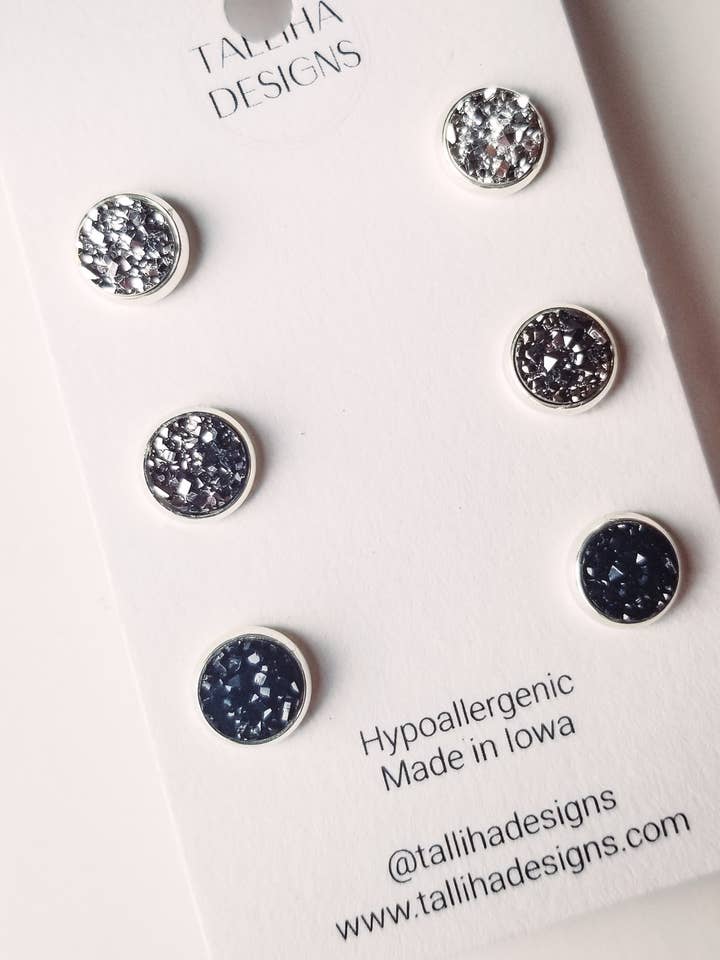 Neutral Faux Druzy Stud Pack for wholesale by Talliha Designs