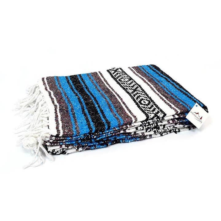 West Path - Wholesale Throw Blanket - Bright Blue Mexican Falsa Blanket