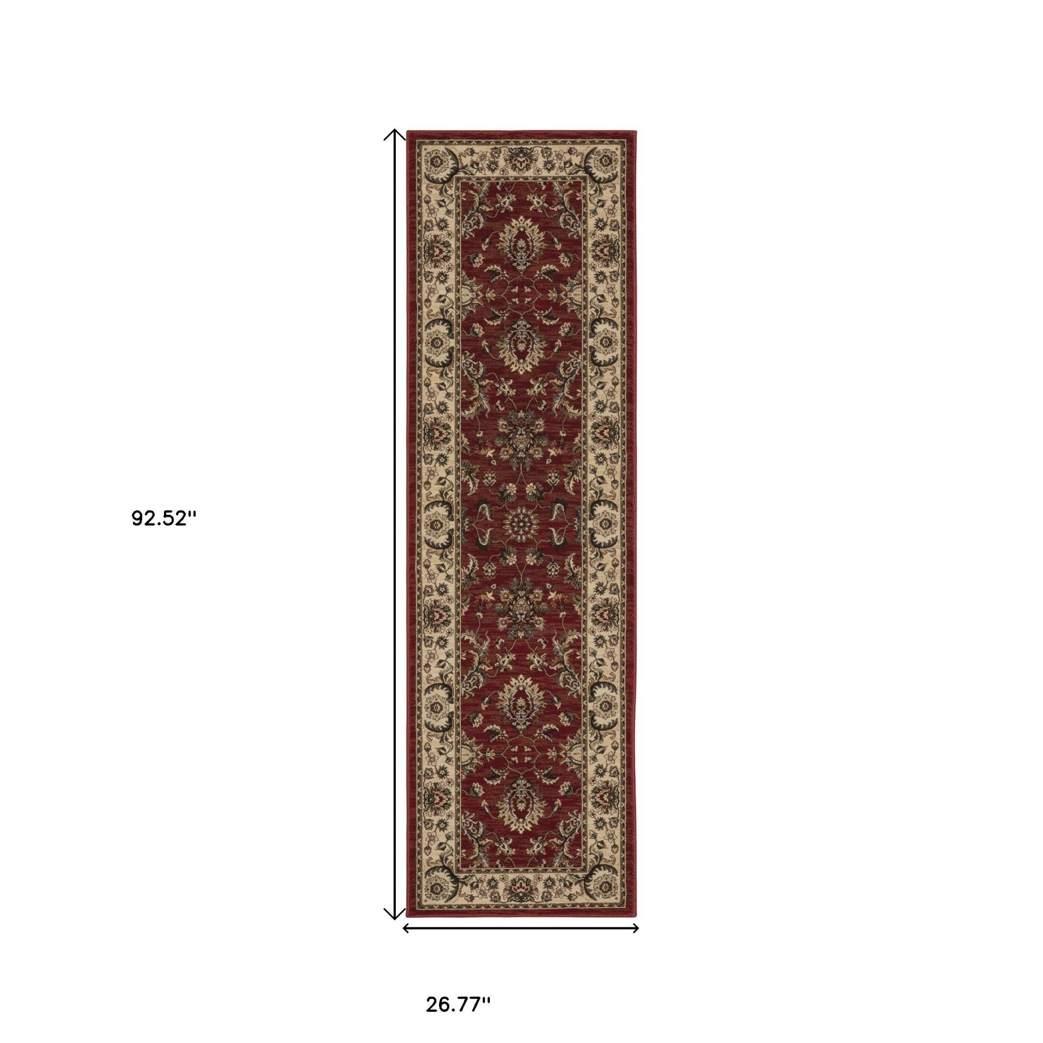 HomeRoots - Wholesale Area Rug - 8' Red And Ivory Oriental Runner Rug2