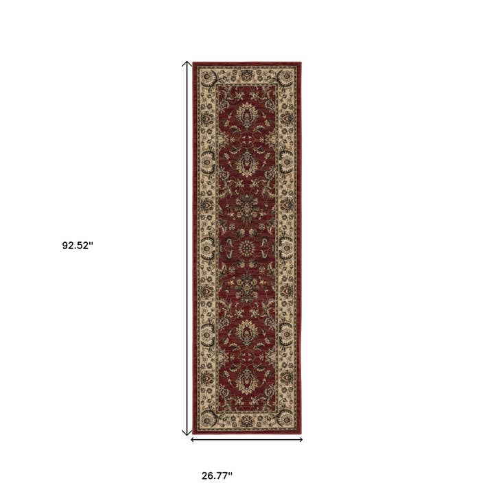 HomeRoots - Wholesale Area Rug - 8' Red And Ivory Oriental Runner Rug2