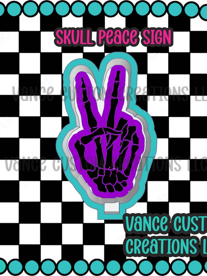 Skull Peace Sign Freshie Mold for wholesale by Vance Custom Creations