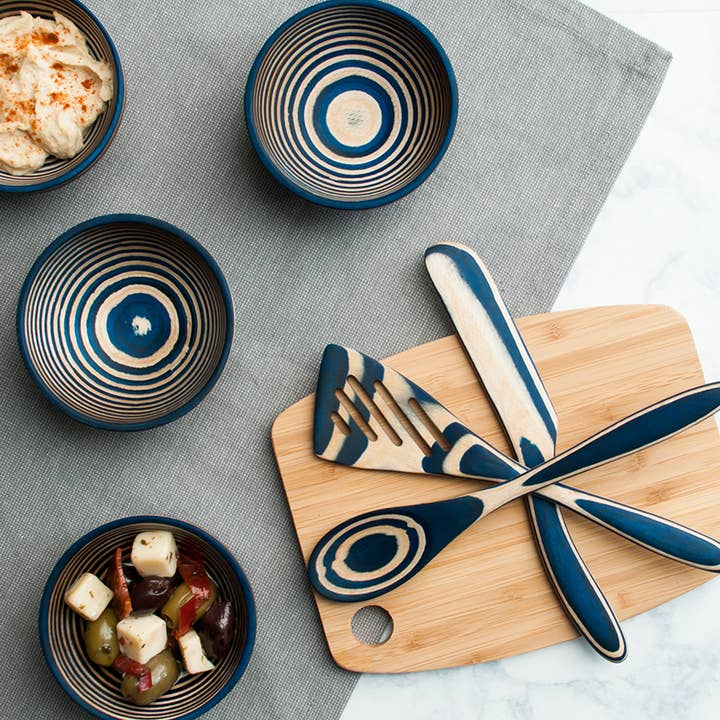 Island Bamboo - Wholesale Kitchen Spoon - 8" Blue Pakka Mini Spoon1