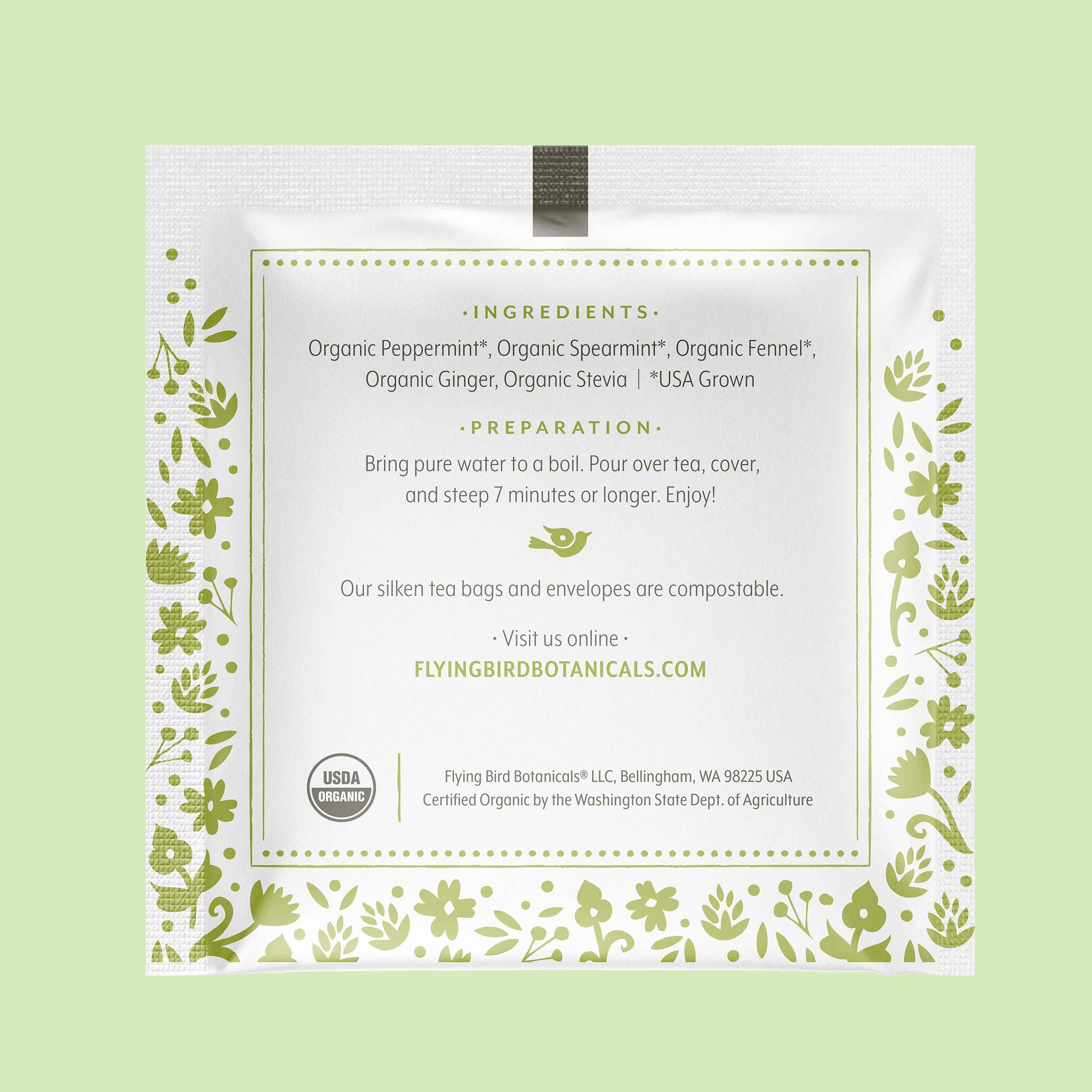 Flying Bird Botanicals - Wholesale Tea Bags - Twilight Mint – 45ct Individual Envelope Box2