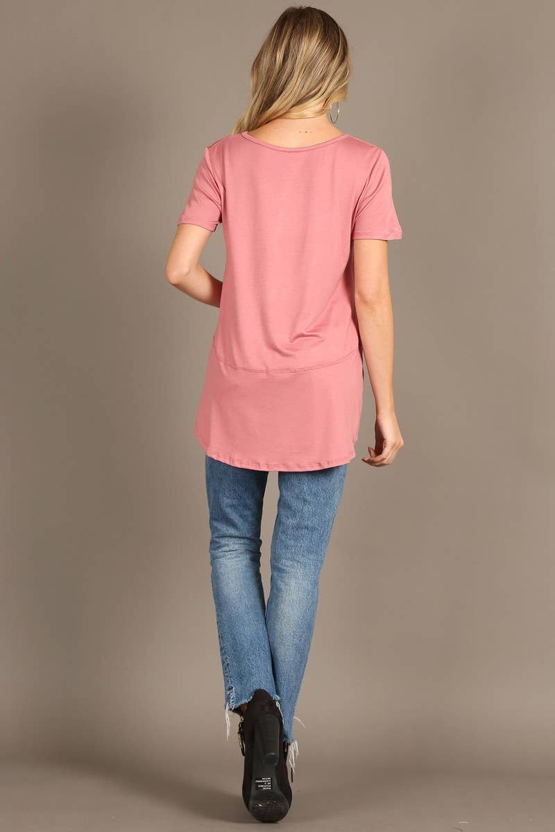 Bella Berry USA - Wholesale Blouse - Women's - Short sleeve, loose fit top with rounded hem.4