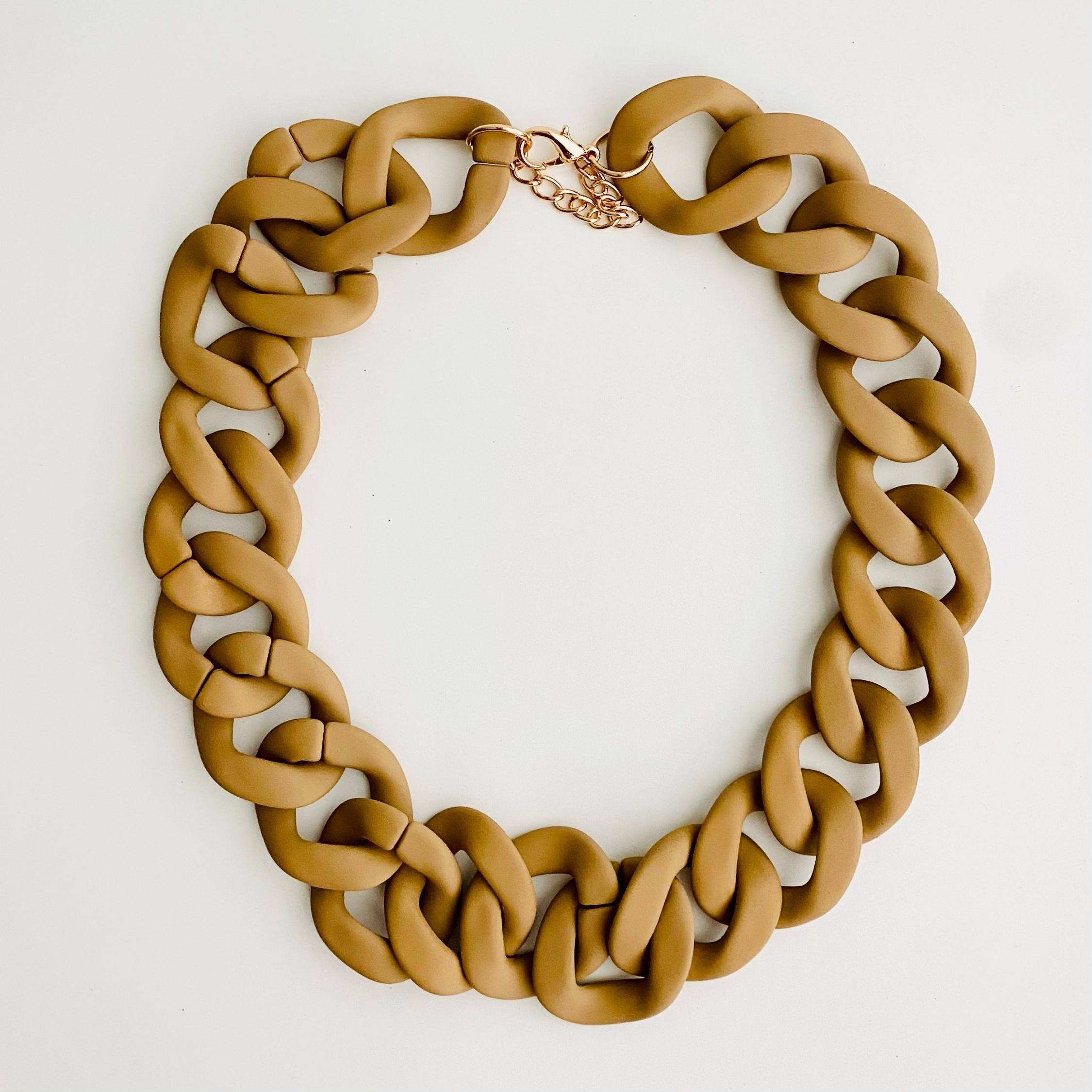 Tiny Gift Society - Vente Collier maille et chaîne - Collier chaîne à maillons plats style cubain en acrylique boho15