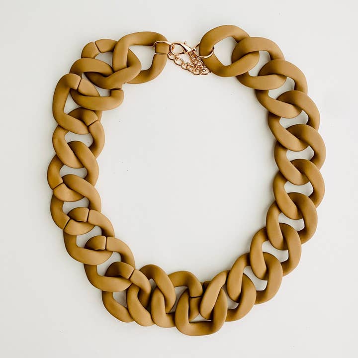 Tiny Gift Society - Wholesale Link & chain necklace - Chunky Chain Flat Link Necklace | Boho Acrylic Cuban Jewelry15