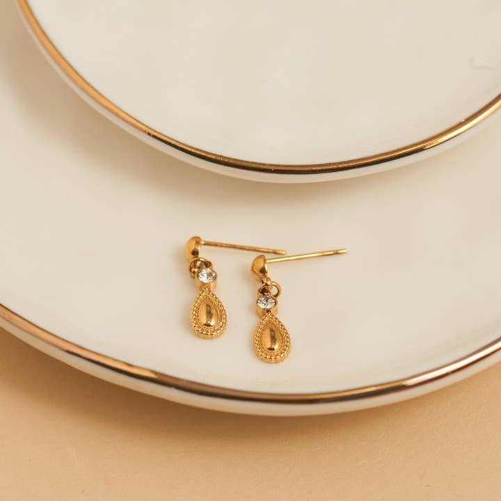 Howard's - Wholesale Dangle Earrings - Waterproof Earrings Teardrop Dangle Drop 18K Gold Finish