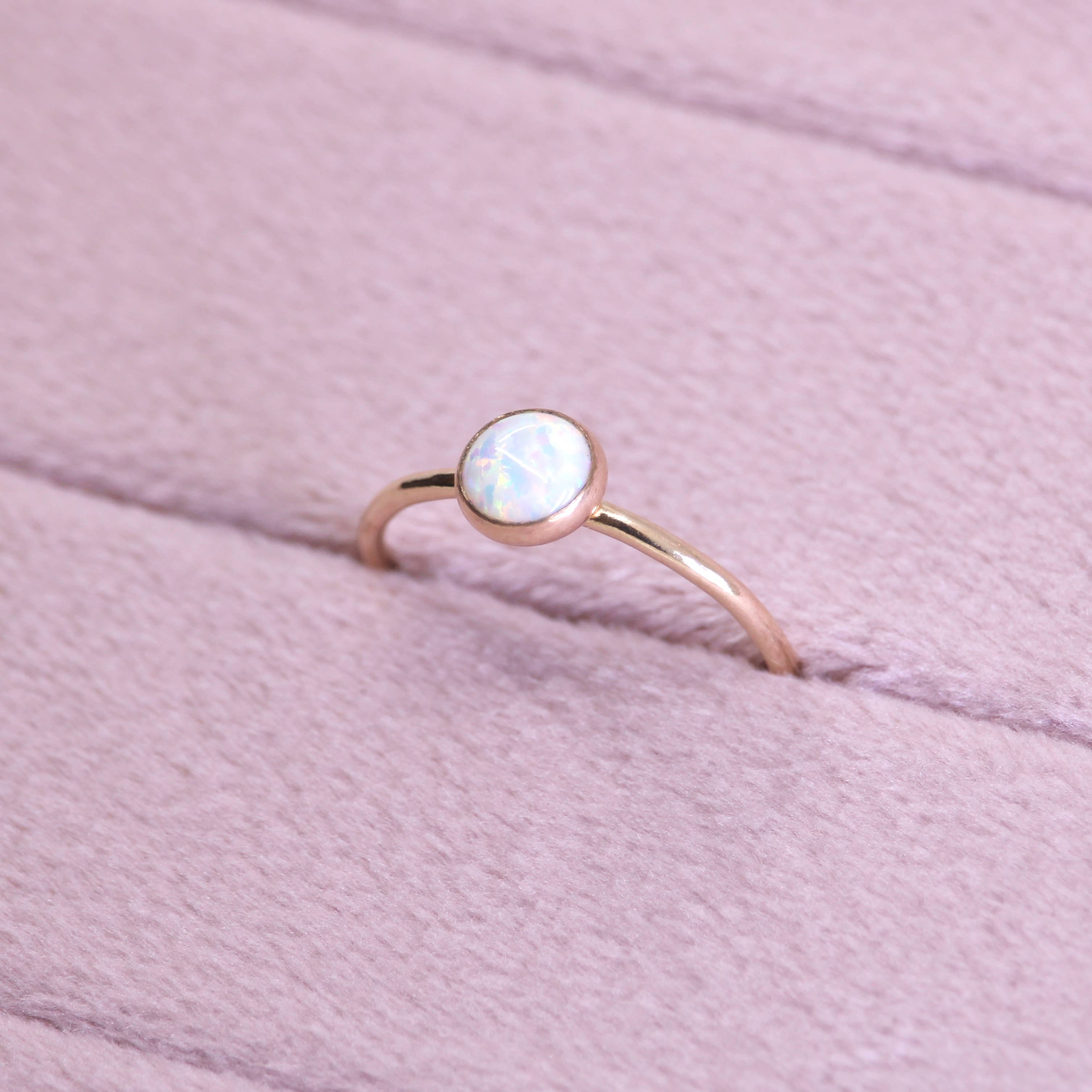 Mineral and Matter - Wholesale Single Stone/Solitaire Ring - Medium Opal Ring 14k Gold Filled Stacking Band Handmade1