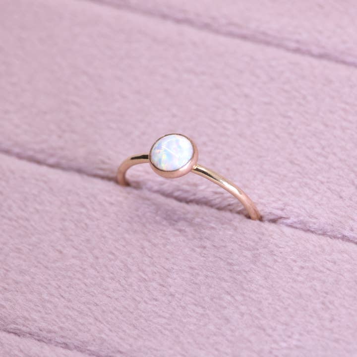Mineral and Matter - Wholesale Single Stone/Solitaire Ring - Medium Opal Ring 14k Gold Filled Stacking Band Handmade1