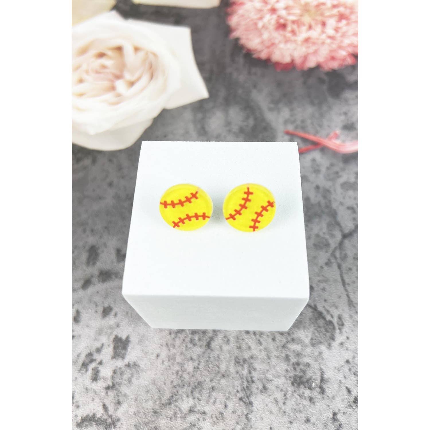 JHP Collection - Wholesale Stud/Post Earrings - VARIETY OF SPORTS BALL EPOXY MINI STUD EARRINGS4