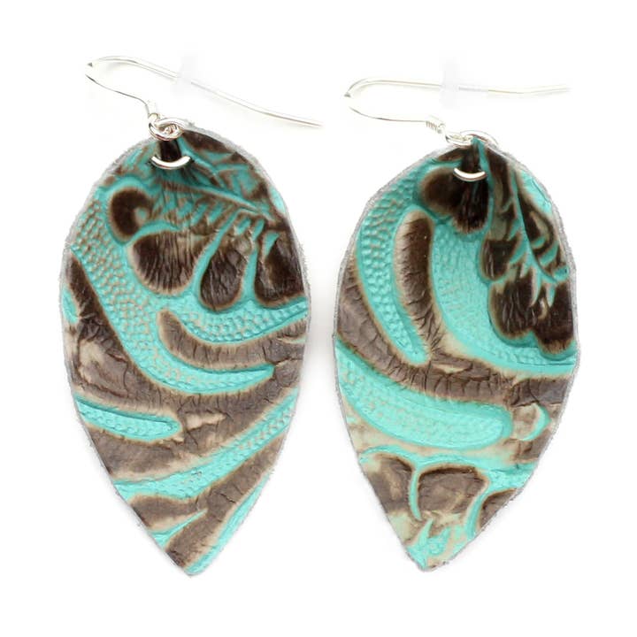 Tooled Turchese - Orecchini in pelle per la vendita all'ingrosso da parte di OneWild