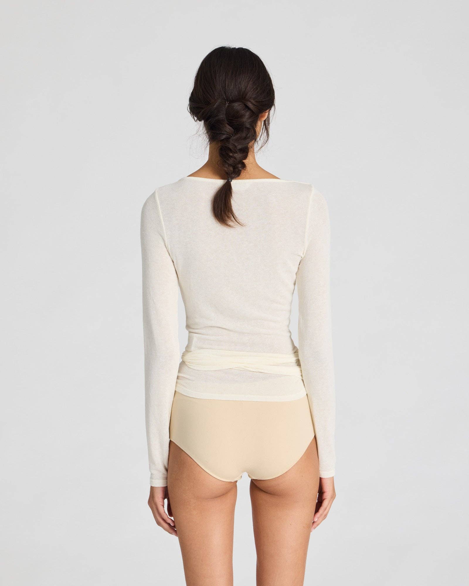 gai-lisva - Vendita all'ingrosso Top in maglia - Donna - Top a portafoglio in lana Anne - Bianco sporco1