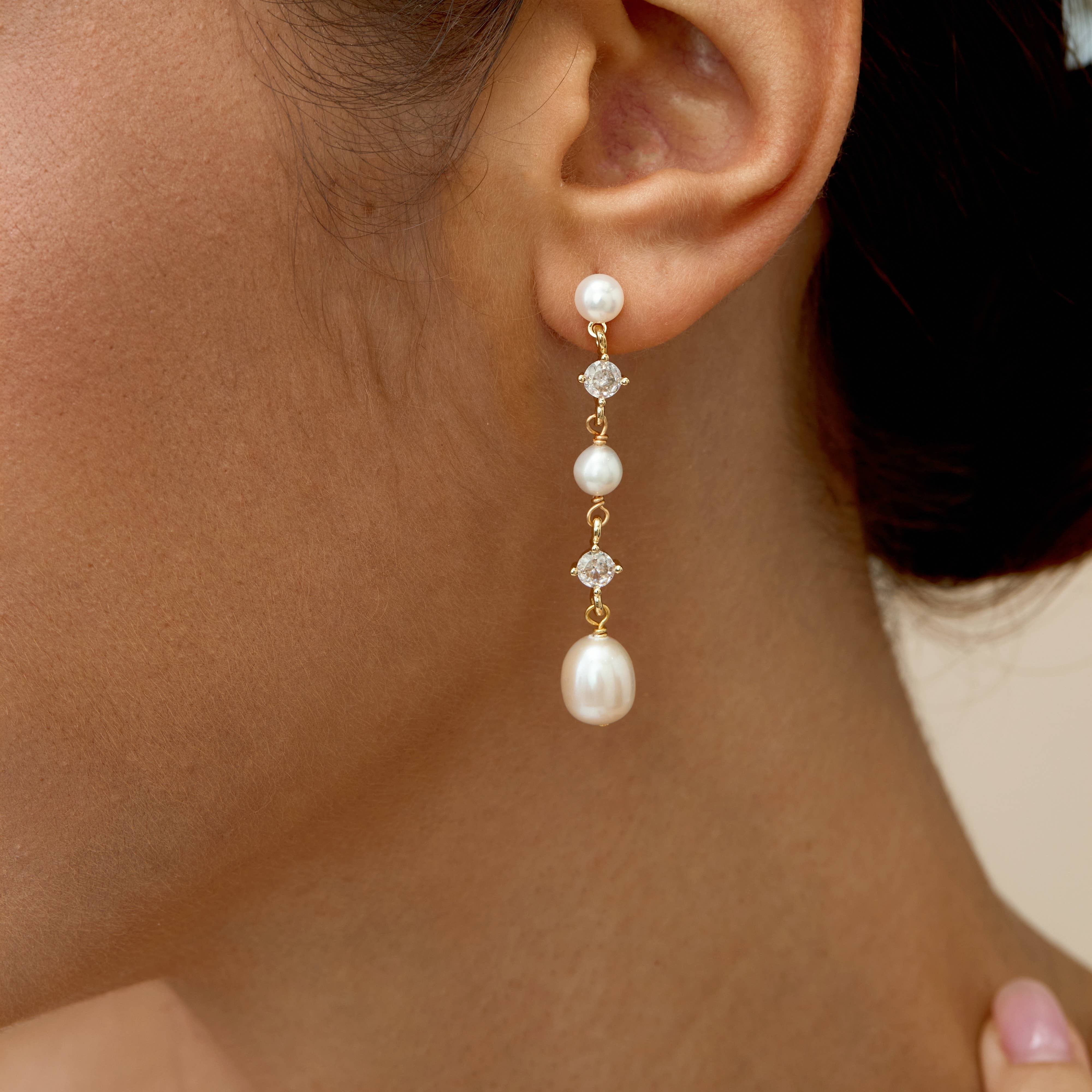 Drrtymagic - Wholesale Dangle Earrings - Natural Freshwater Pearl Earrings, Crystal Dangle Earrings3