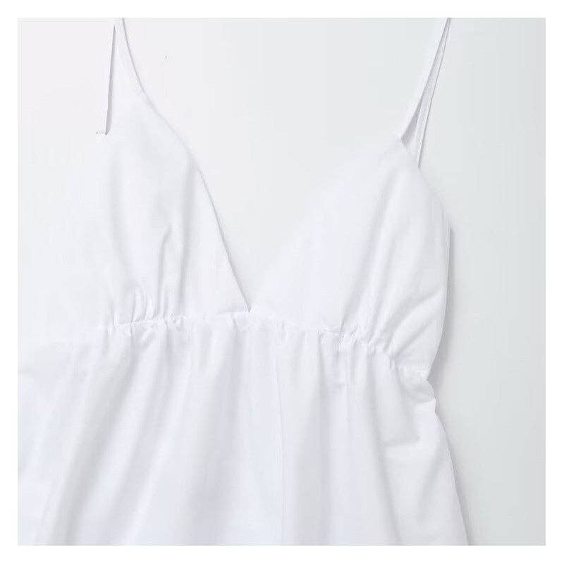 BLANC Robe simple à bretelles en V avec dos nu en vente sur Faire6