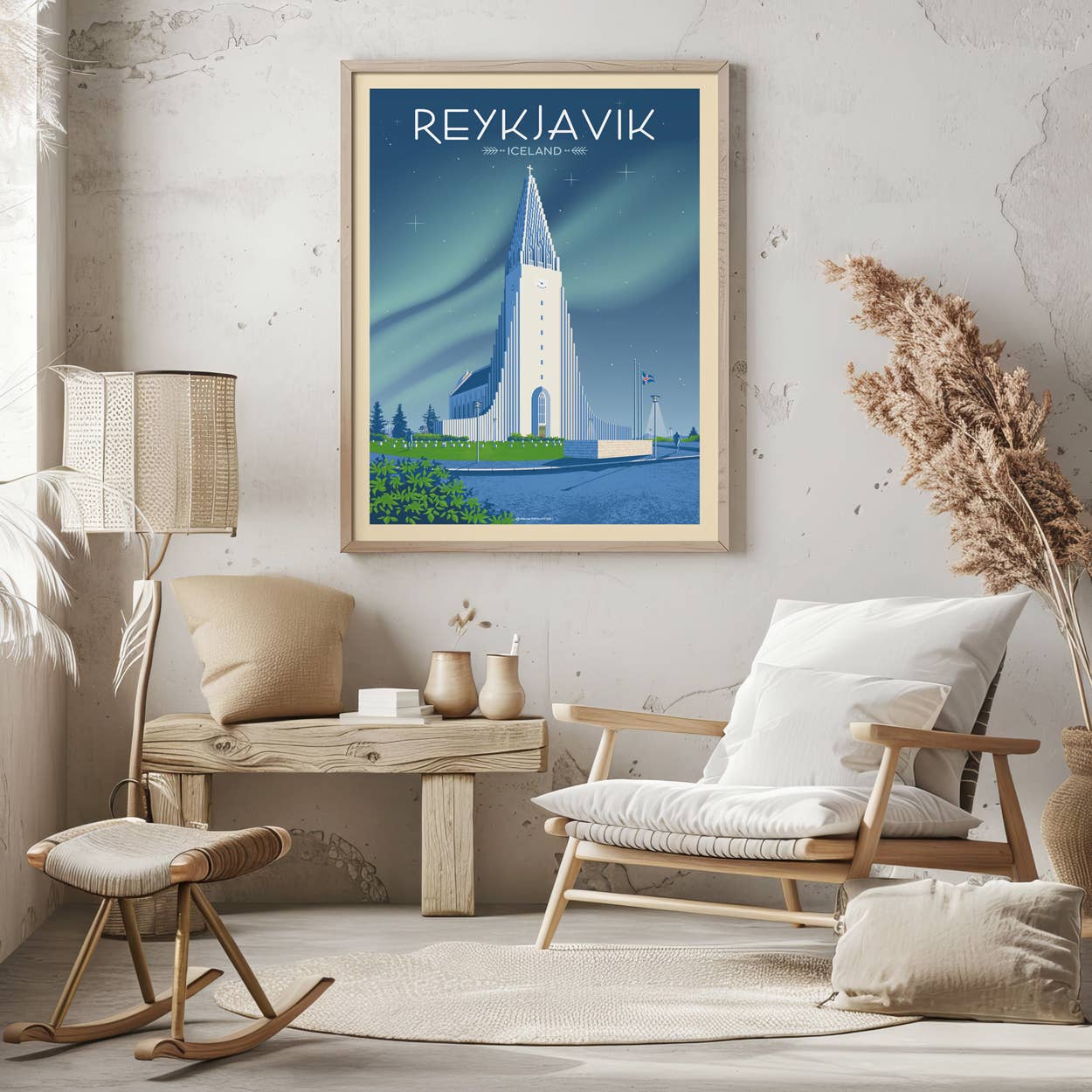 Olahoop Travel Posters - Wholesale Poster - Reykjavik Iceland Vintage Travel Poster | Hallgrimskirkja1