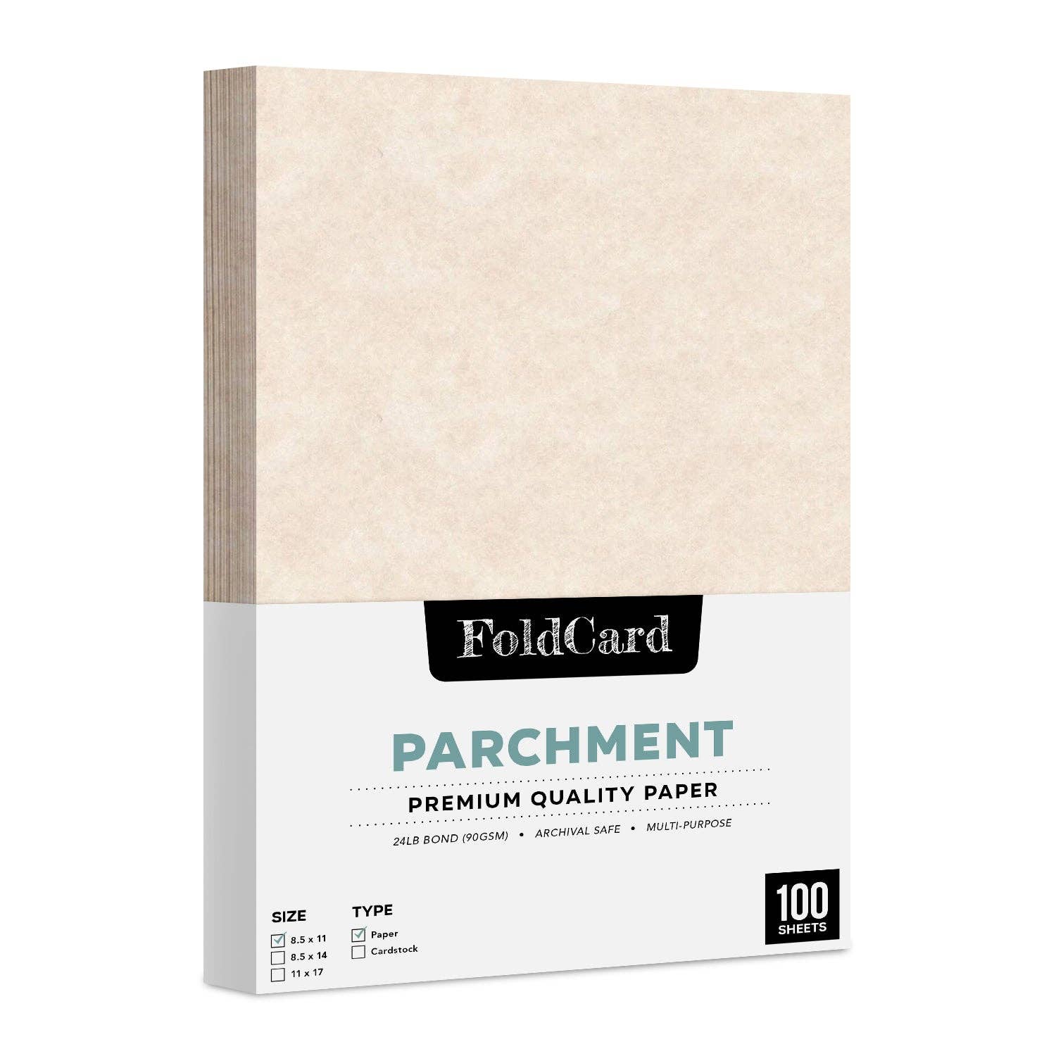 Fine Cardstock - Vendita all'ingrosso Attrezzature per lavoretti e fai da te - Carta pergamena 8,5 x 11, 24 libbre, 90 g/mq, 100 fogli25
