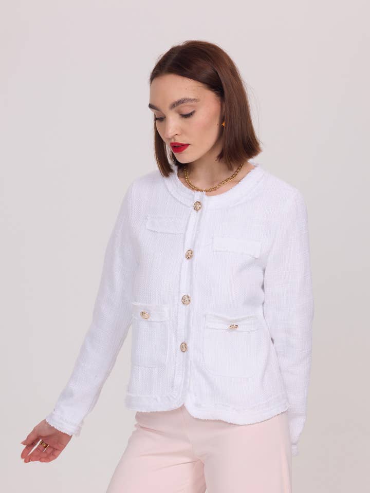 Tweed jasje met gouden knopen - 2203 voor wholesale door Frime