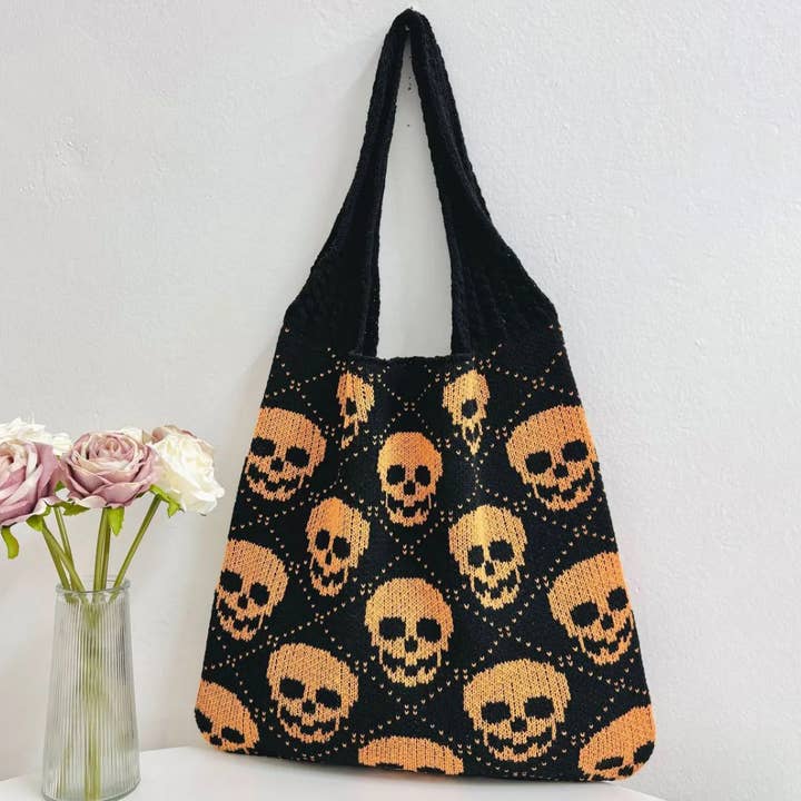 Knit Skull Tote Bag for wholesale by Serenity Collective