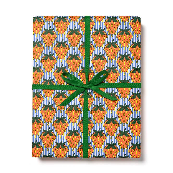 So Many Strawberries wrapping paper for wholesale by Red Cap Cards