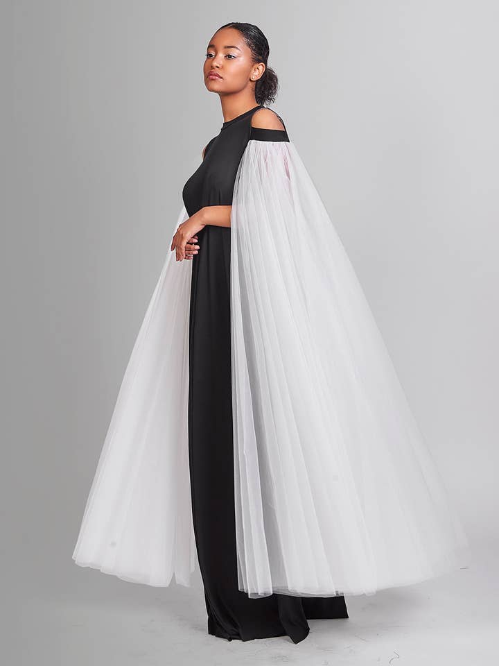 Abito stravagante in tulle Plus Size, Cocktail in bianco e nero per la vendita all'ingrosso da parte di RALELE EOOD