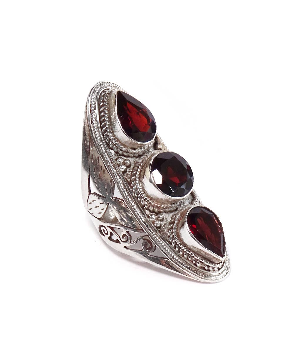 Zig Zag Asian Collection - Venta al por mayor Anillos grandes/de cóctel - Anillo grande de triple piedra Jali1