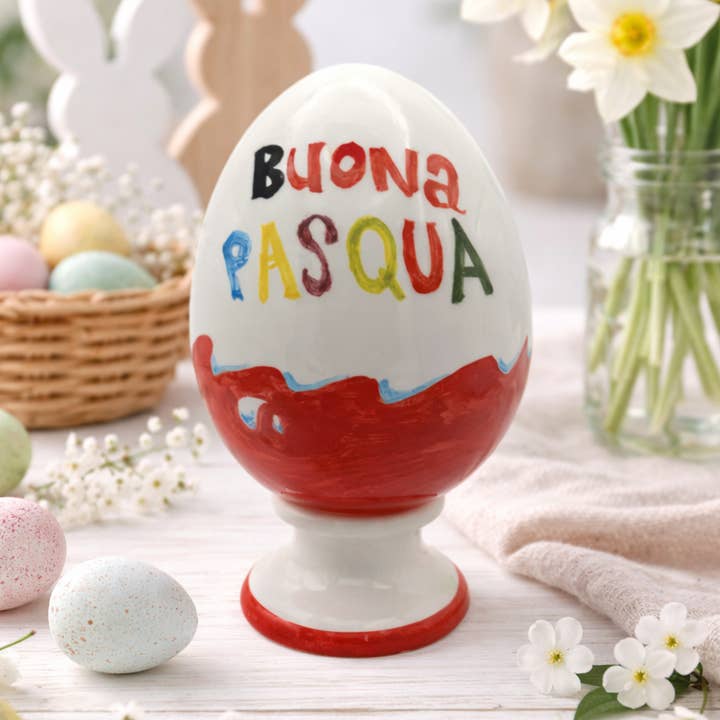 Uovo pasqua di Ceramica KDR U303 - H16cm M. in Italy per la vendita all'ingrosso da parte di LUEM ART ceramiche e porcellane di Capodimonte Made In Italy