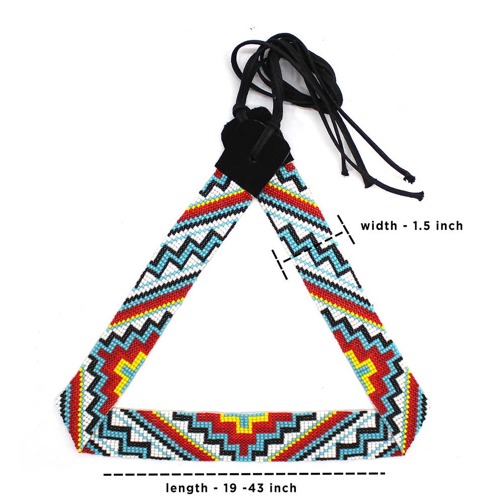 BEADS CORNER - Venta al por mayor Sombrero cowboy - Hombre - Sombrero de estilo vaquero en telar multicolor blanco geométrico con cuentas hechas a mano2