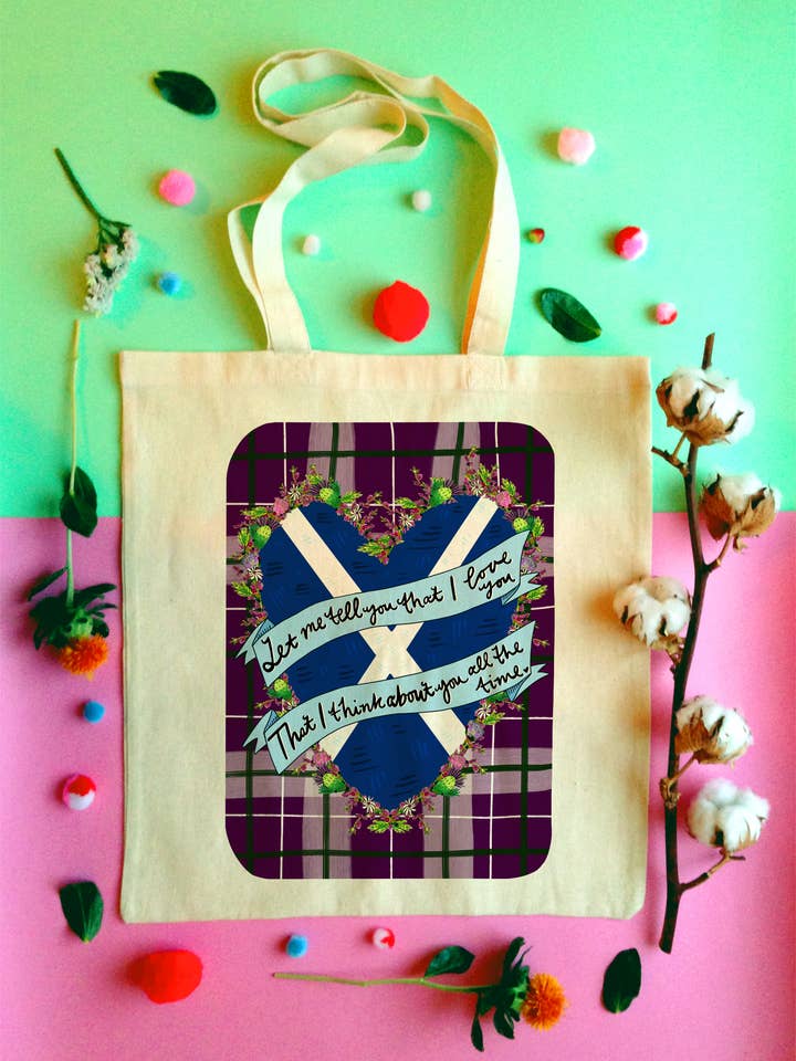 Caledonia.... Let me tell you that I love you.. Tote Bag for wholesale by Claire Barclay Draws