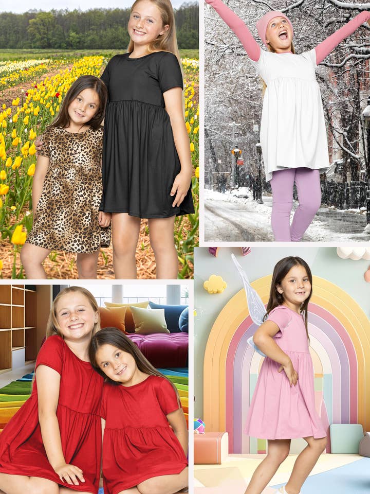 Stretch Is Comfort - Wholesale Dress - Kids - Youth Girl’s Oh So Soft Playtime T Shirt Dress Short Sleeve Casual Stretch Play Dresses|Little to Big Kids7