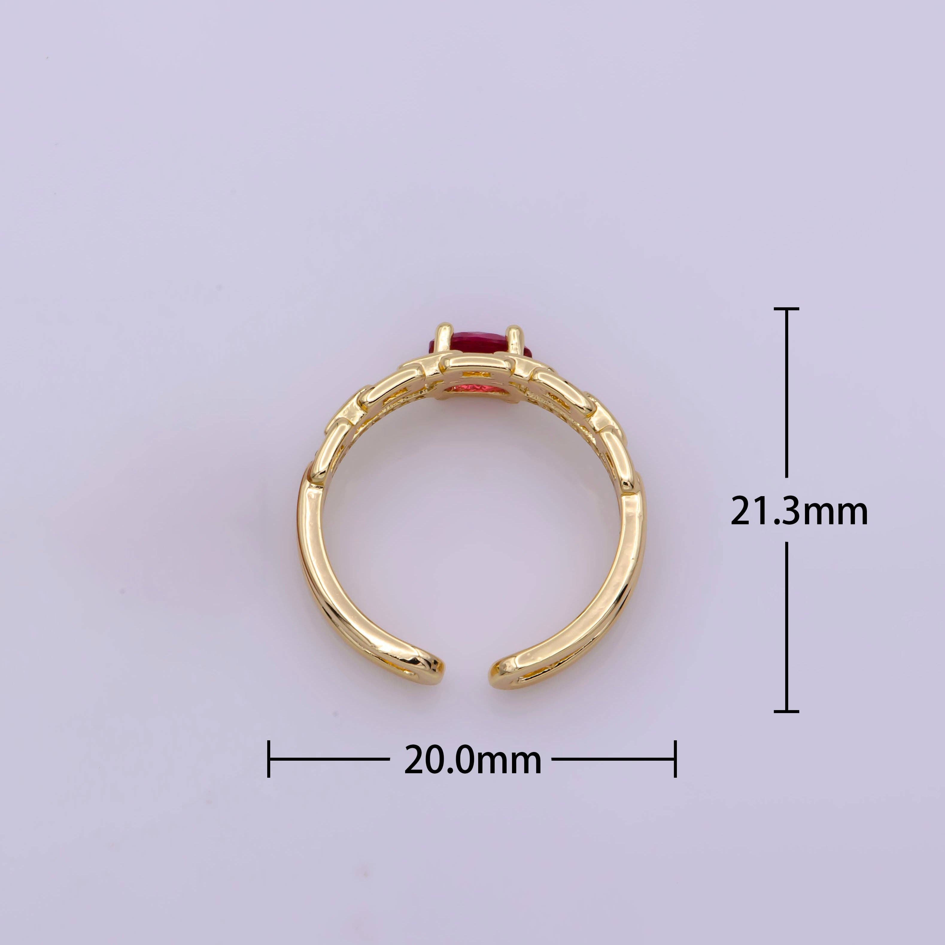 Aim Eternal - Wholesale Multi-Stone Ring - Dainty Double Band ring with Red Cz Stone Micro Pave Gold Ring Open adjustable4