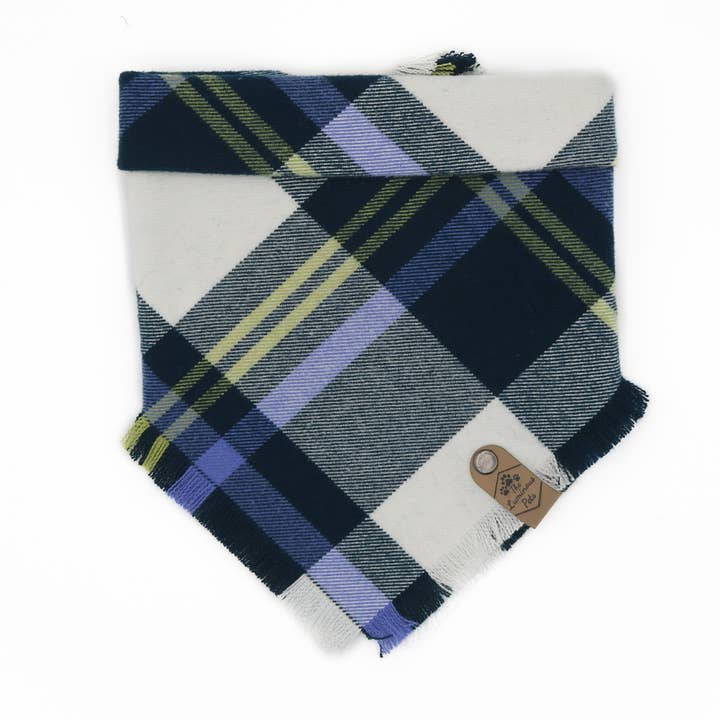 Blue & White Plaid Bandana | Snap On Cat & Dog Winter for wholesale by The Luminous Pets