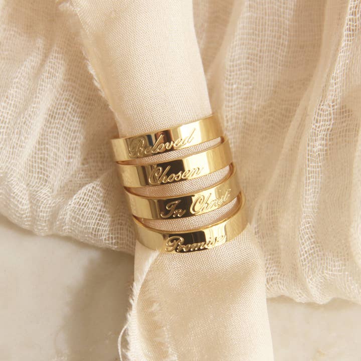 LoveStory Collection - Wholesale Band/Stacked Ring - Chosen 4mm Band Ring, Ephesians 1:4-5, Christian Jewelry7