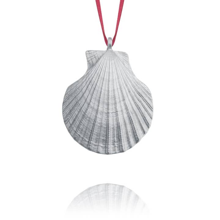 Treasure Scallop Christmas Ornament Beach for wholesale by Amos Pewter