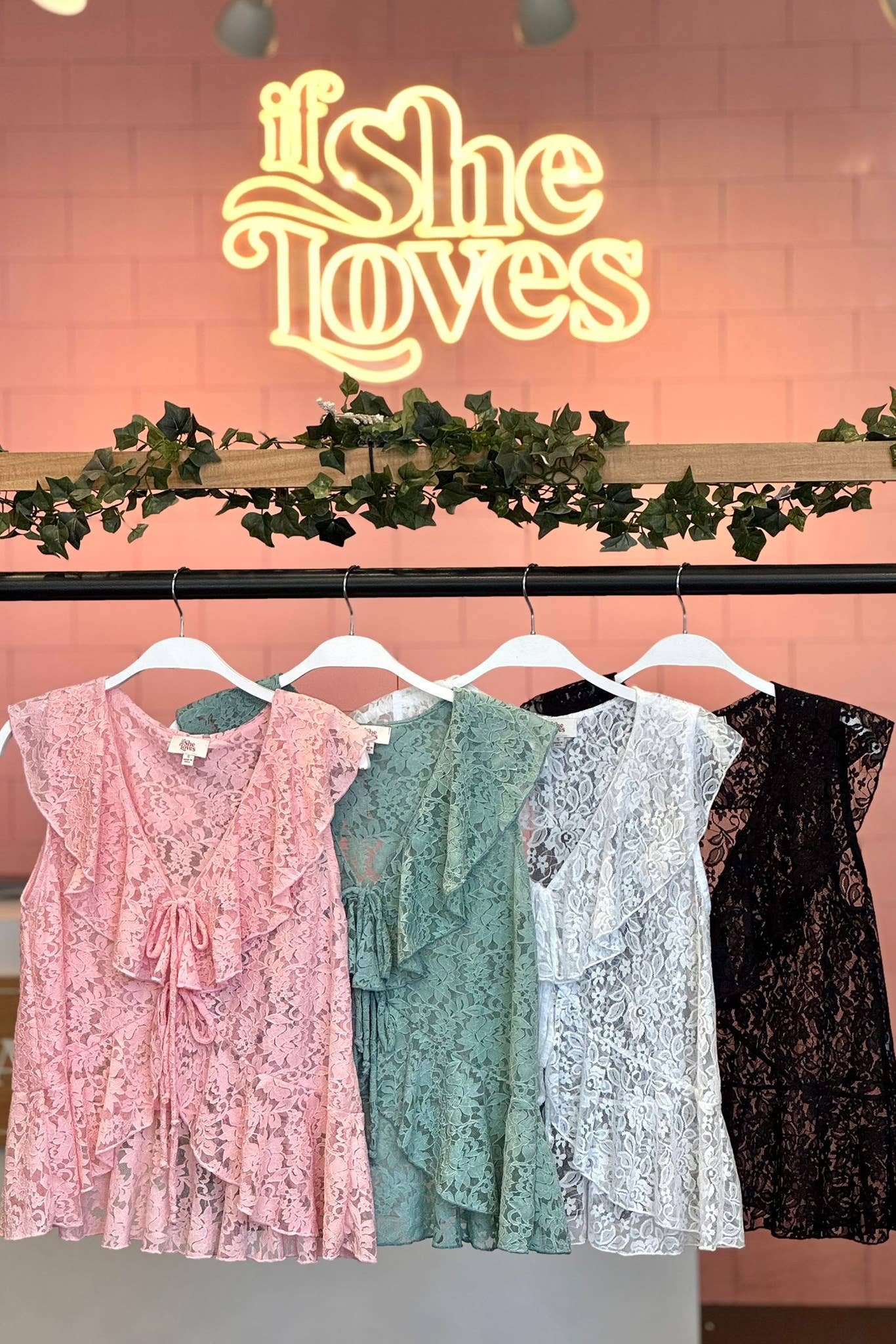 If She Loves - Wholesale Blouse - Women's - ISJ1405 Ruffled Lace Top Black8