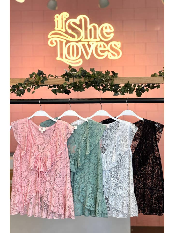 If She Loves - Wholesale Blouse - Women's - ISJ1405 Ruffled Lace Top Black8