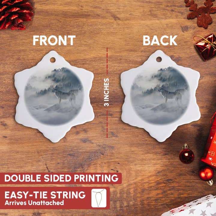 3dRose - Wholesale Ornament - 3dRose, Crying Wolf in Winter Mountains - Fantasy Wolves Animal Photography, Ornament2