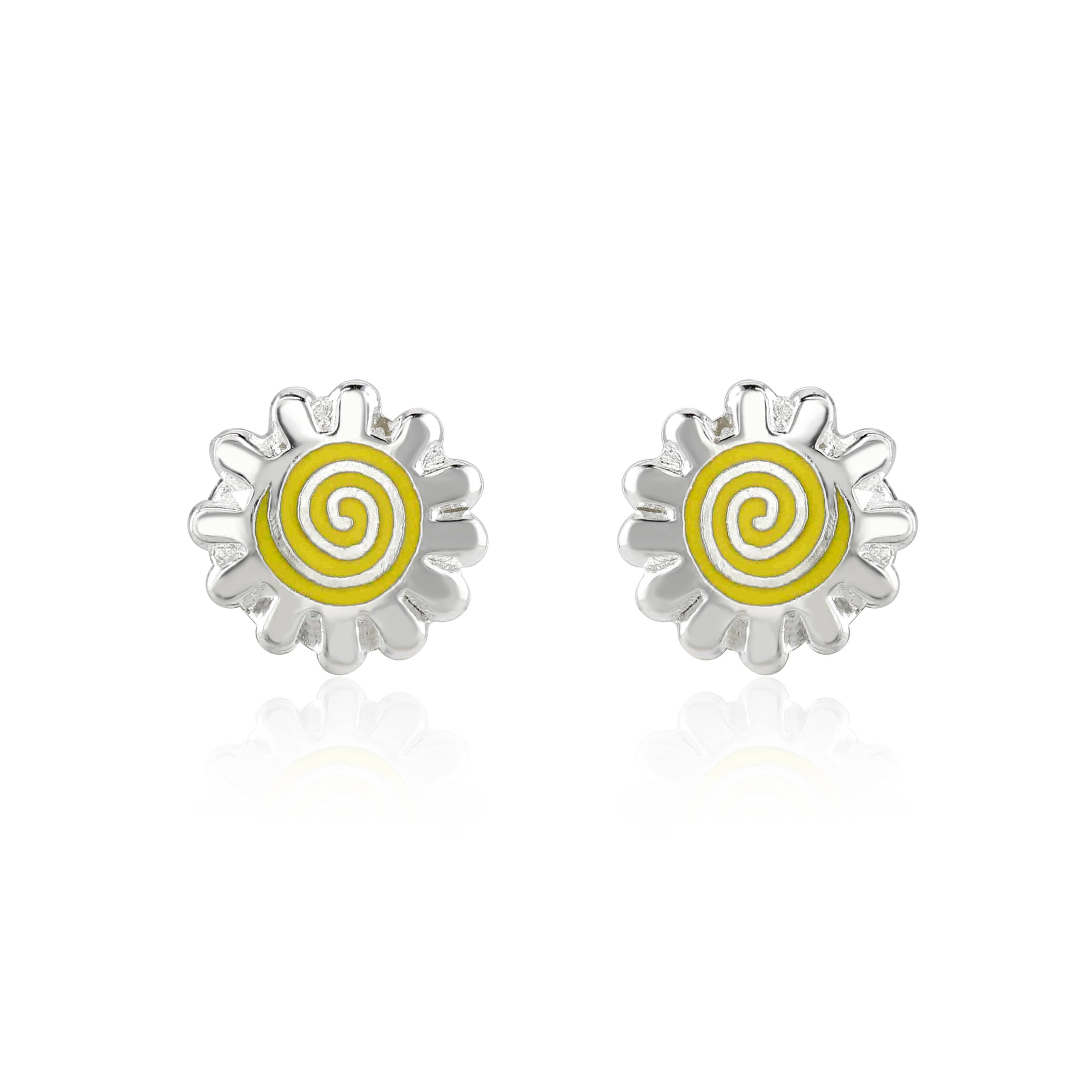 Coral & Mint - Wholesale Stud/Post Earrings - Sunshine Enamel studs