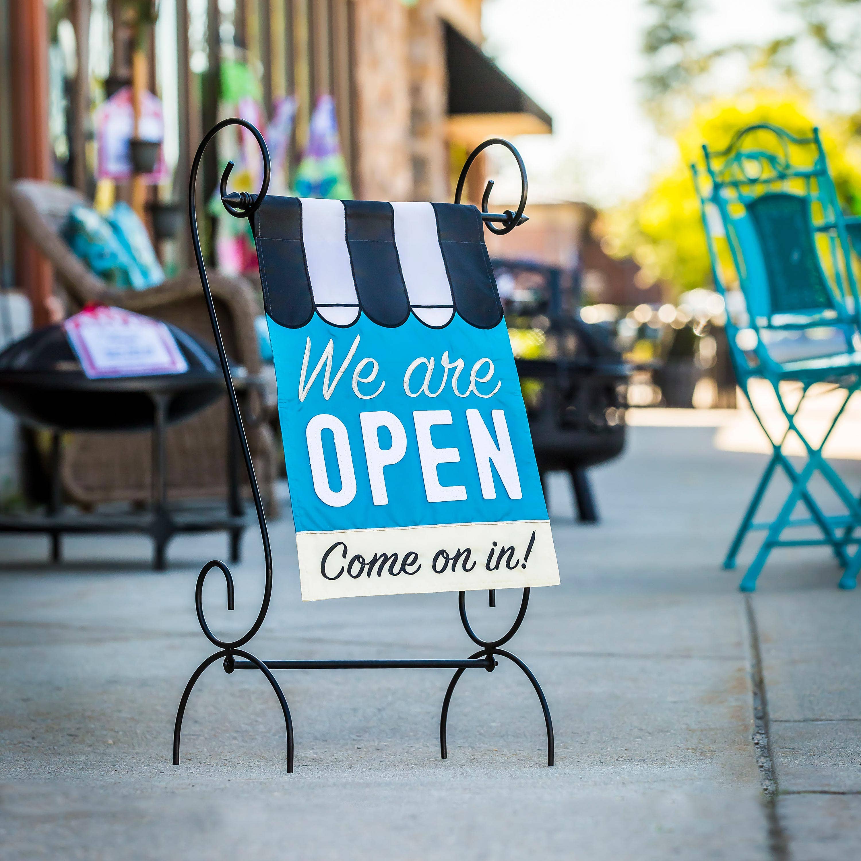 Evergreen Enterprises - Wholesale Flag - We Are Open Garden Applique Flag6