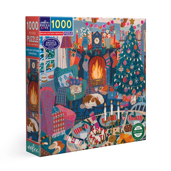 English Cottage Christmas 1000 Piece Square Puzzle *HOLIDAY* for wholesale by eeBoo