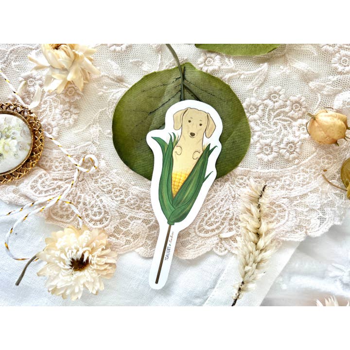 Corn Dog Vinyl Sticker for wholesale by Tealight Studios