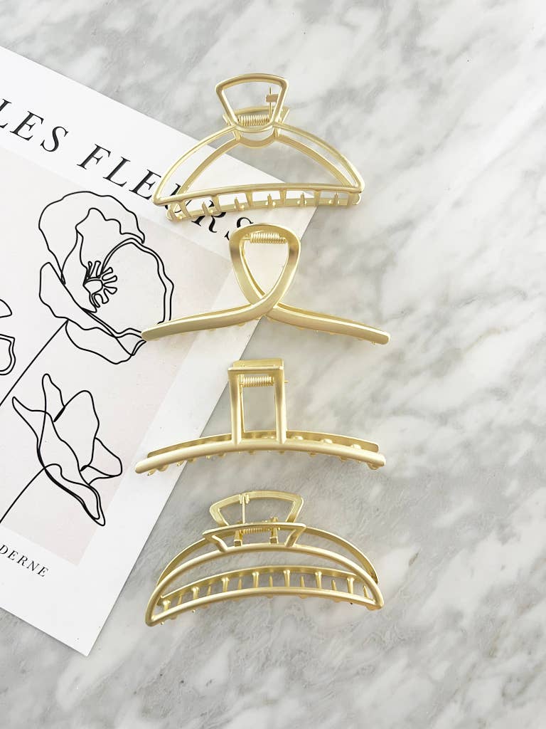 LoveLina - Wholesale Hair Clip - Women's - Matte Gold Hair Clips, Hair Claw - FAITH2