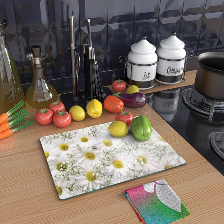 Galerie Vivante - Wholesale Cutting Board - Tempered Glass Cutting Board - Daisies