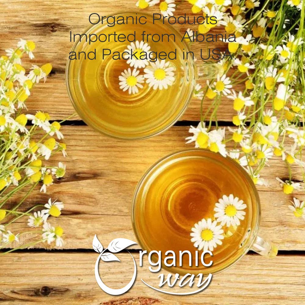 Organic Way LLC - Wholesale Loose Tea - Chamomile Flowers Powder (Matricaria chamomilla) Herbal Tea - European Wild-Harvest |  Kosher Certified | Non GMO & Gluten Free | USDA Certified | Origin - Albania1