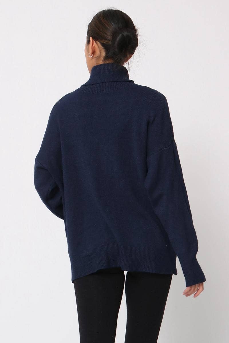 LÉA & LUC – wholesale Knitted jumper – Women′s – Turtleneck sweater with pockets REF. 003023