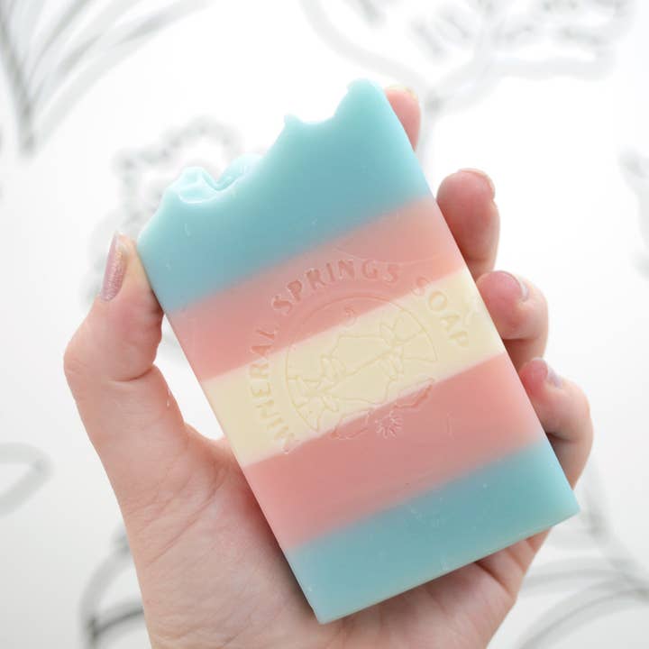 Modern Soapmaking - Wholesale Bar Soap - Trans Pride Frosted Lavender & Sage Bar Soap (LGBT+ Everyday is Pride Collection)1