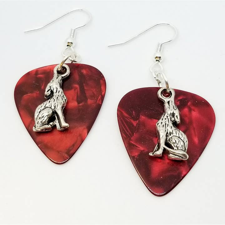Simply Raevyn - Wholesale Dangle Earrings - Wolf Charm Guitar Pick Earrings14