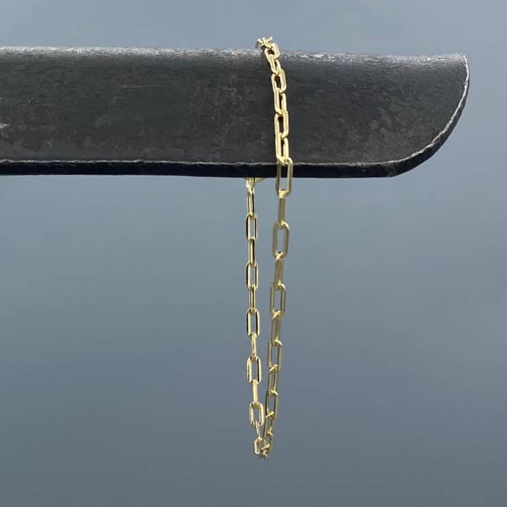 2.2mm Gold-filled Long Paperclip Chain Bracelet for wholesale by Something Silver