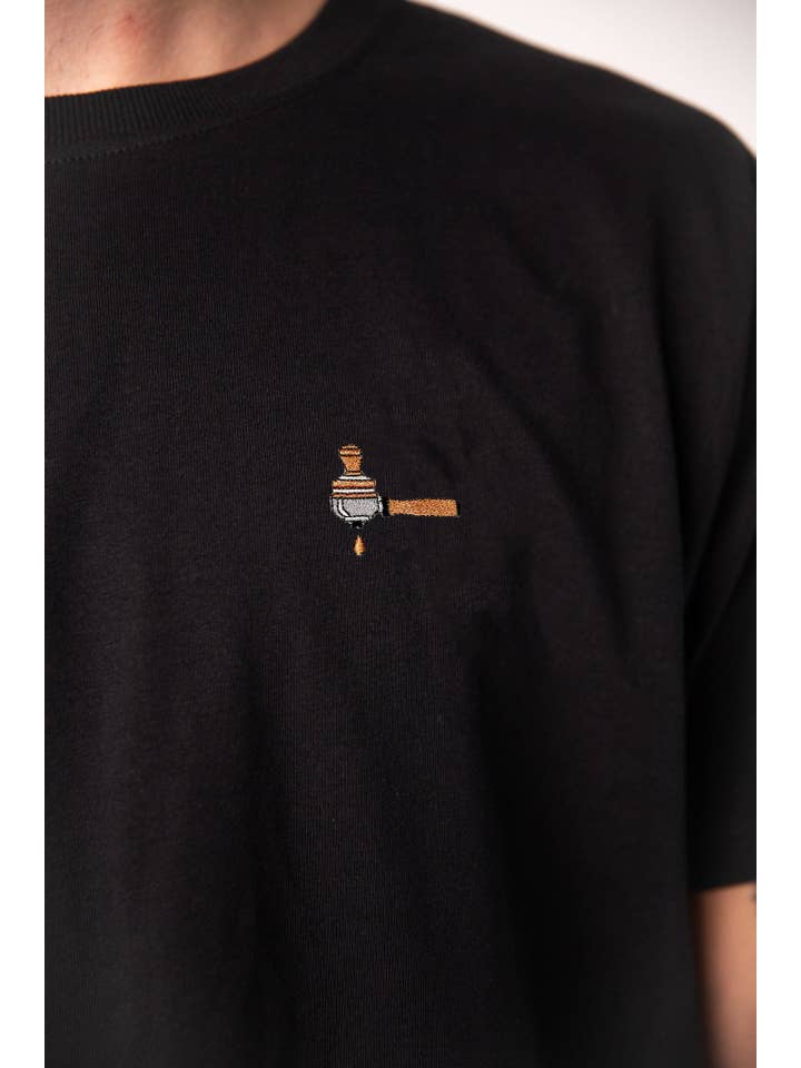 Fashion Drinks - Wholesale Screen Printed T-Shirt - Unisex - Portafilter & Tamper | Embroidered organic cotton t-shirt5