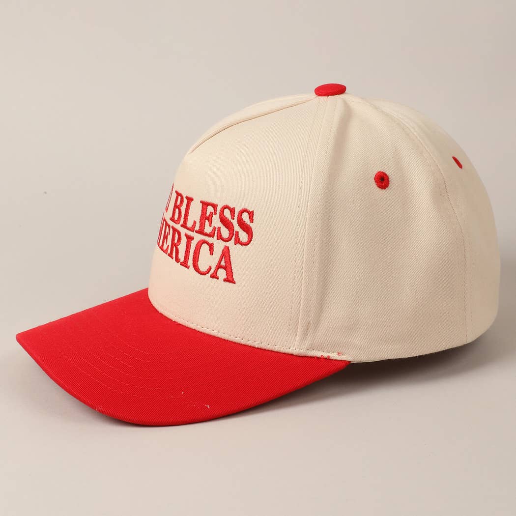 Fashion City - Wholesale Baseball Cap - Unisex - God Bless America Embroidered Two-Tone Canvas Cap10