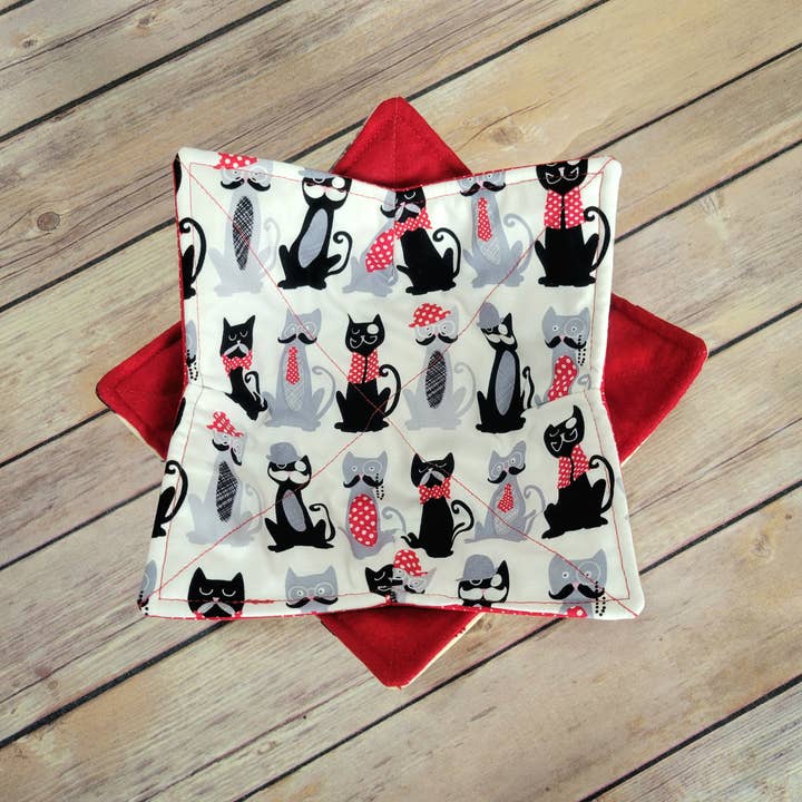 Burpie Bibs Boutique - Wholesale Oven Mitt/Pot Holder - Cat Bowl Cozy | Flower Cat Kitten Hot Pad | Padded Holder15